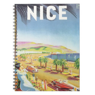 Oude Reisposter, Nice, Frankrijk Franse Riviera Notitieboek