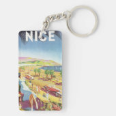 Oude Reisposter, Nice, Frankrijk Franse Riviera Sleutelhanger (achterkant)