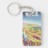 Oude Reisposter, Nice, Frankrijk Franse Riviera Sleutelhanger (Voorkant)