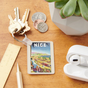 Oude Reisposter, Nice, Frankrijk Franse Riviera Sleutelhanger