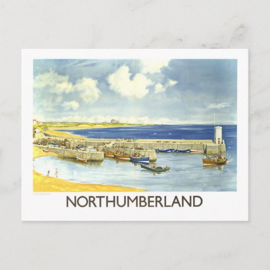Oude Reisposter Northumberland Briefkaart (Voorkant)
