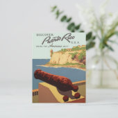 Oude Reisposter, Ontdek Puerto Rico! Briefkaart (Staand voorkant)