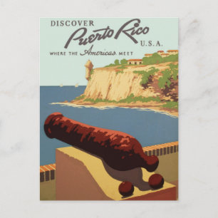 Oude Reisposter, Ontdek Puerto Rico! Briefkaart