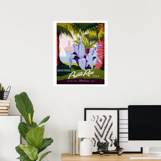 Oude Reisposter, Ontdek Puerto Rico! Poster (Thuiskantoor)