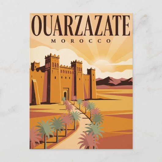 Oude Reisposter | Ouarzazate Marokko Briefkaart (Voorkant)