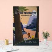 Oude reisposter Pacific Northwest 1925 Trein Acryl Bord (Huwelijk)