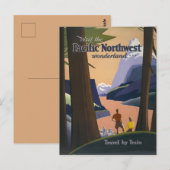 Oude reisposter Pacific Northwest 1925 Trein Briefkaart (Voorkant / Achterkant)