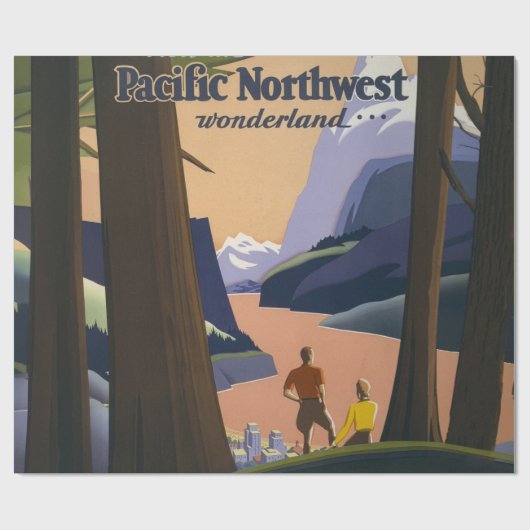 Oude reisposter Pacific Northwest 1925 Trein Cadeaupapier (Vlak)