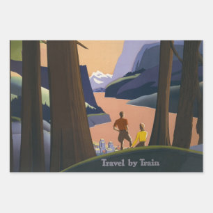 Oude reisposter Pacific Northwest 1925 Trein Inpakpapier Vel