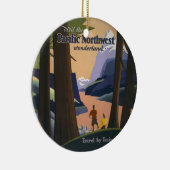 Oude reisposter Pacific Northwest 1925 Trein Keramisch Ornament (Rechts)