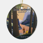 Oude reisposter Pacific Northwest 1925 Trein Keramisch Ornament (Links)
