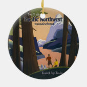 Oude reisposter Pacific Northwest 1925 Trein Keramisch Ornament (Achterkant)