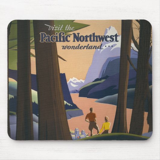 Oude reisposter Pacific Northwest 1925 Trein Muismat (Voorkant)