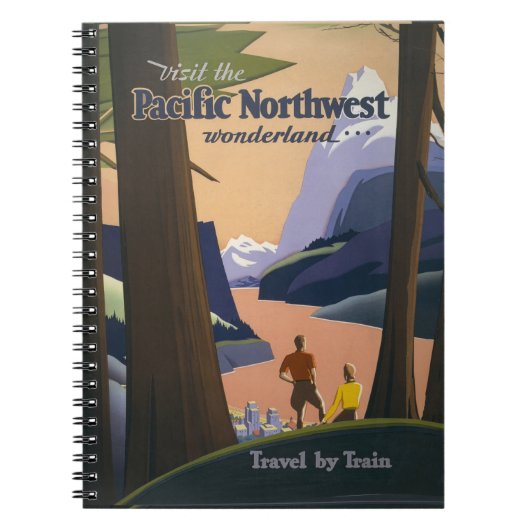 Oude reisposter Pacific Northwest 1925 Trein Notitieboek (Voorkant)
