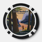 Oude reisposter Pacific Northwest 1925 Trein Poker Chips (Achterkant)