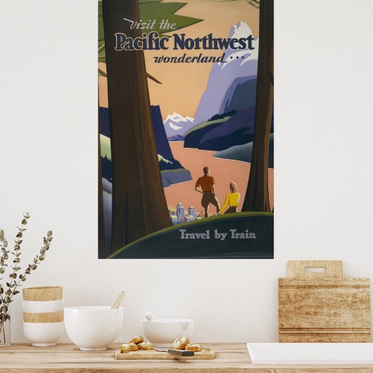 Oude reisposter Pacific Northwest 1925 Trein Poster (Keuken)