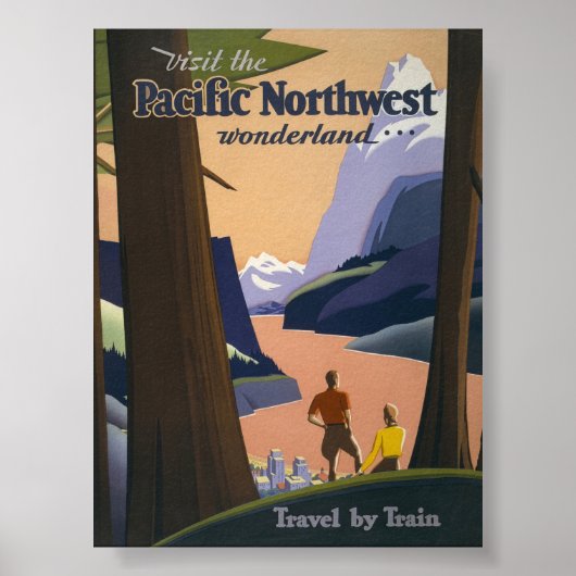 Oude reisposter Pacific Northwest 1925 Trein Poster (Voorkant)