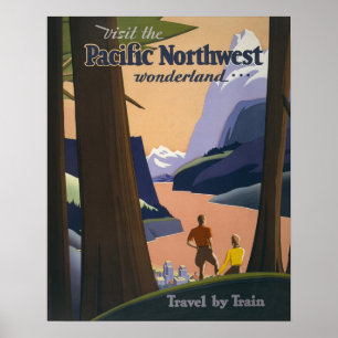 Oude reisposter Pacific Northwest 1925 Trein Poster