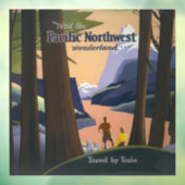 Oude reisposter Pacific Northwest 1925 Trein Raamsticker (Vel 3)
