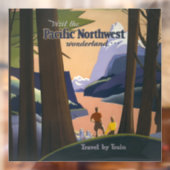 Oude reisposter Pacific Northwest 1925 Trein Raamsticker (Vel 2)