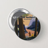 Oude reisposter Pacific Northwest 1925 Trein Ronde Button 5,7 Cm (Voorkant /achterkant)