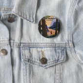 Oude reisposter Pacific Northwest 1925 Trein Ronde Button 5,7 Cm (In situ)