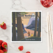 Oude reisposter Pacific Northwest 1925 Trein Servet (Insitu)