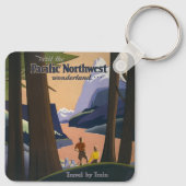 Oude reisposter Pacific Northwest 1925 Trein Sleutelhanger (Achterkant)