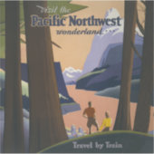 Oude reisposter Pacific Northwest 1925 Trein Sticker (Voorkant)