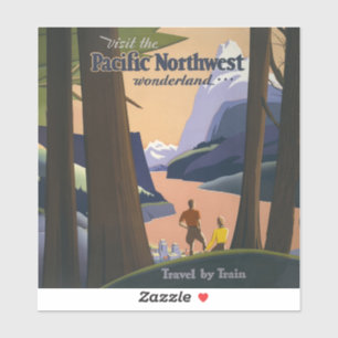 Oude reisposter Pacific Northwest 1925 Trein Sticker