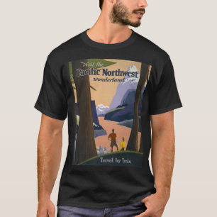 Oude reisposter Pacific Northwest 1925 Trein T-shirt