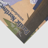Oude reisposter Pacific Northwest 1925 Trein Tissuepapier (Detail)