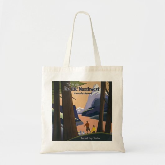Oude reisposter Pacific Northwest 1925 Trein Tote Bag (Voorkant)