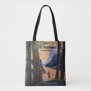 Oude reisposter Pacific Northwest 1925 Trein Tote Bag