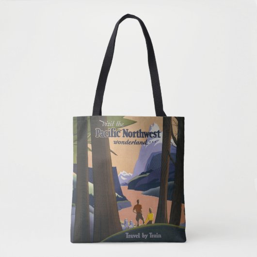 Oude reisposter Pacific Northwest 1925 Trein Tote Bag (Voorkant)