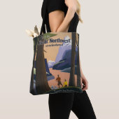 Oude reisposter Pacific Northwest 1925 Trein Tote Bag (Dichtbij)