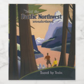 Oude reisposter Pacific Northwest 1925 Trein Wijn Etiket (Enkel label)