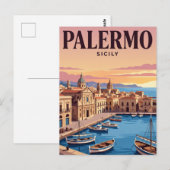 Oude Reisposter | Palermo, Italië Briefkaart (Voorkant / Achterkant)