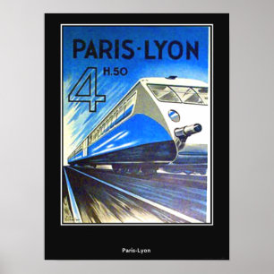 Oude Reisposter Parijs-Lyon Frankrijk Poster