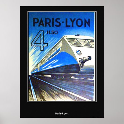 Oude Reisposter Parijs-Lyon Frankrijk Poster (Voorkant)