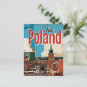 Oude reisposter Polen Briefkaart (Staand voorkant)