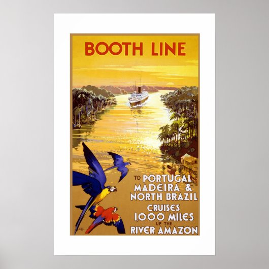 Oude Reisposter Portugal Brazilië Poster (Voorkant)