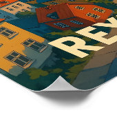 Oude Reisposter Reykjavik IJsland Poster (Hoek)