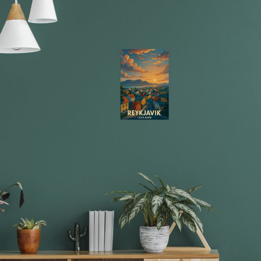 Oude Reisposter Reykjavik IJsland Poster (Woonkamer 1)