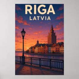 Oude Reisposter Riga Letland Poster
