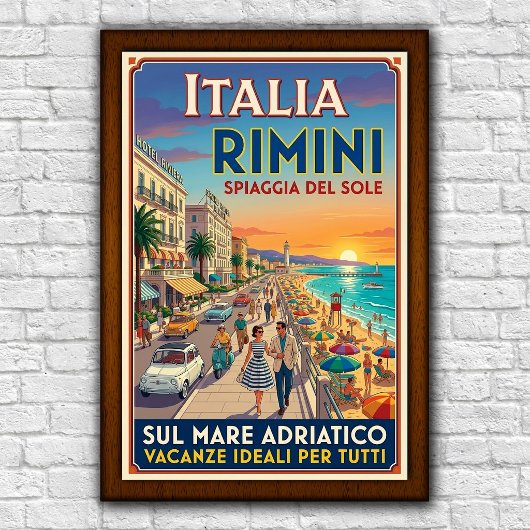 Oude Reisposter Rimini, Italië, jaren '60 Poster