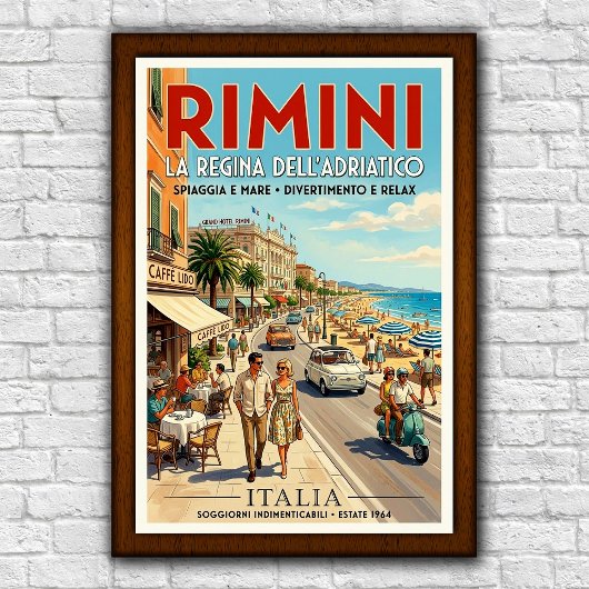 Oude Reisposter Rimini, Italië, jaren '60 Poster