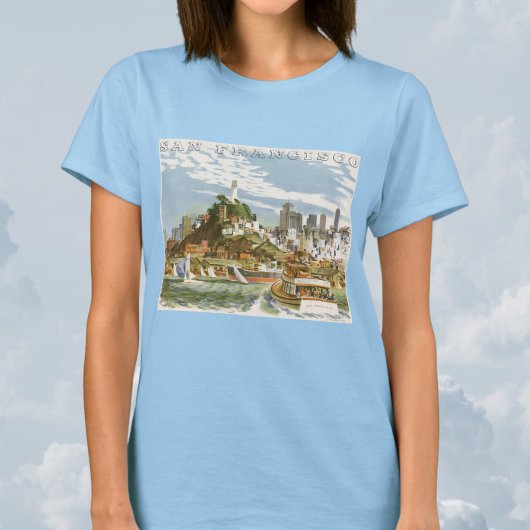 Oude Reisposter San Francisco Bay Ferryboot T-shirt
