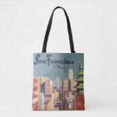 Oude Reisposter San Francisco Kabeltrammetjes Tote Bag (Voorkant)