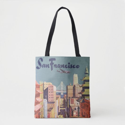 Oude Reisposter San Francisco Kabeltrammetjes Tote Bag (Voorkant)